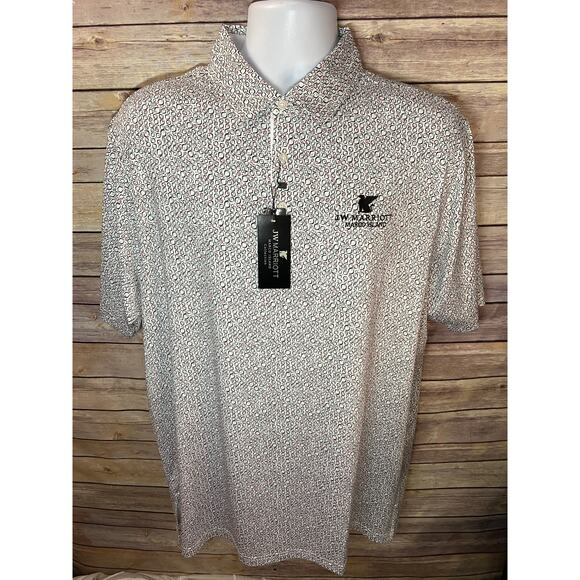 JW Marriott Marco Island Black White Polo Shirt Size Large NEW - Picture 1 of 7